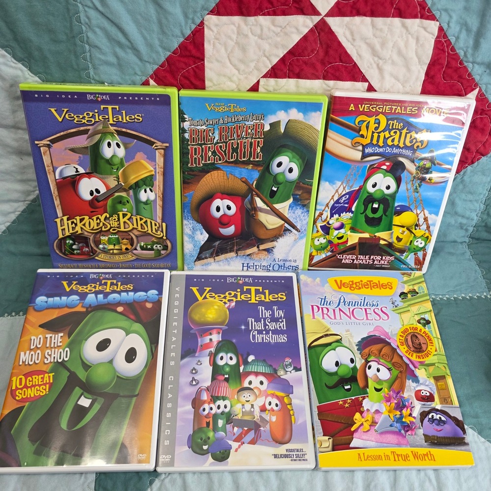 VeggieTales DVD Lot Kids 6-Disc Multicolor Christian Animated Educational